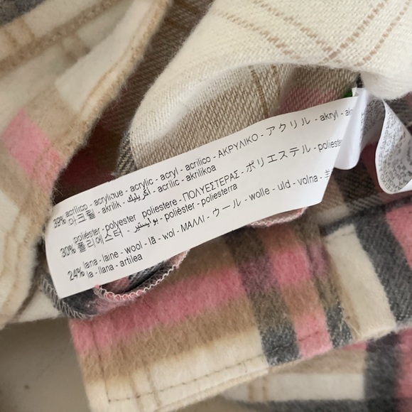 Zara Pink Off White Gray Tan Plaid Wool Blend Oversized Shacket Shirt Jacket S - Picture 6 of 7